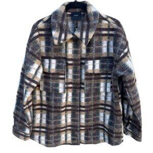 Forever 21 Plaid Utility Jacket - Brown and Gray